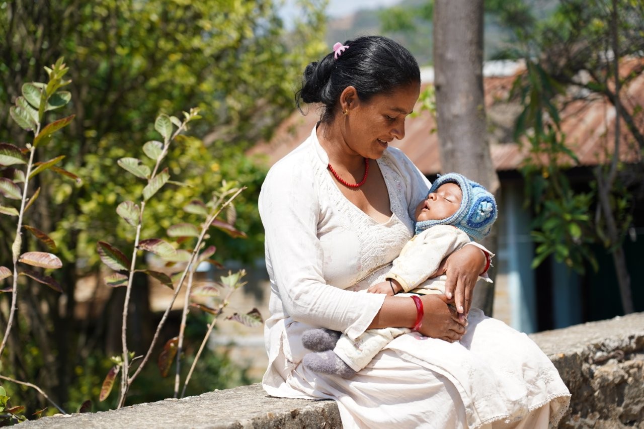 Ms. Tulsi visited Bhur Health Post for her postnatal checkup with her child.